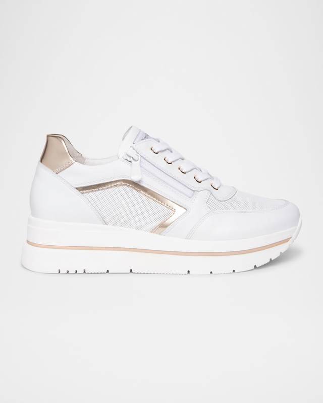 Leather Platform Side-Zip Sneakers